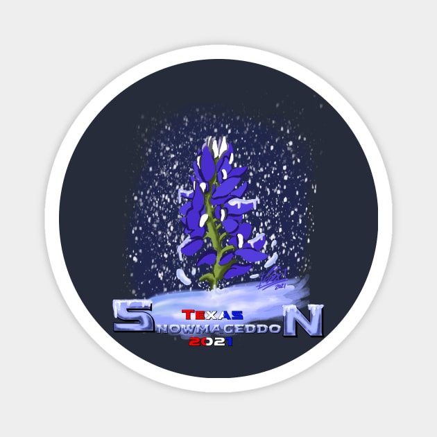 Texas Snowmageddon- Bluebonnet Magnet by ClaytoniumStudios94